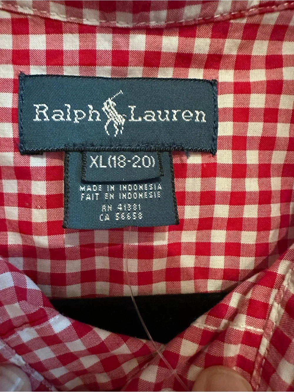 Ralph Lauren Red & White Gingham Short-Sleeve Button-Down Shirt